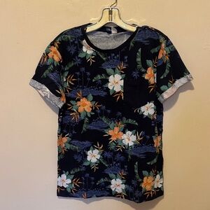 Divided Black Floral Men's Polo Shirt